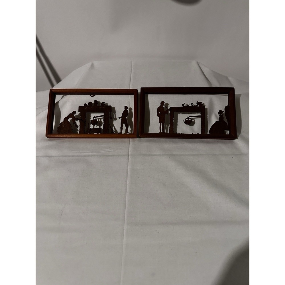 Wood  Wall Plaques Hand Made Vintage 1800's Farm Depiction's‎ 5x9"